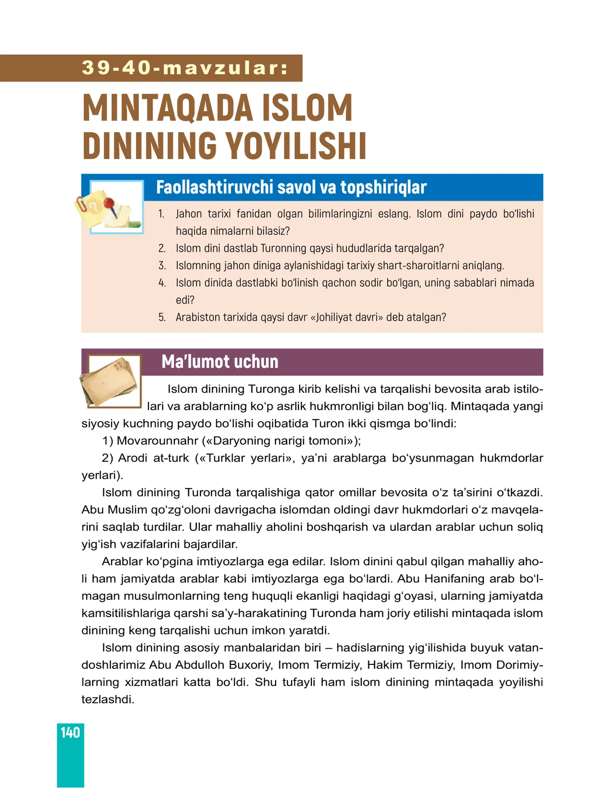 Mintaqada islom dinining yoyilishi
