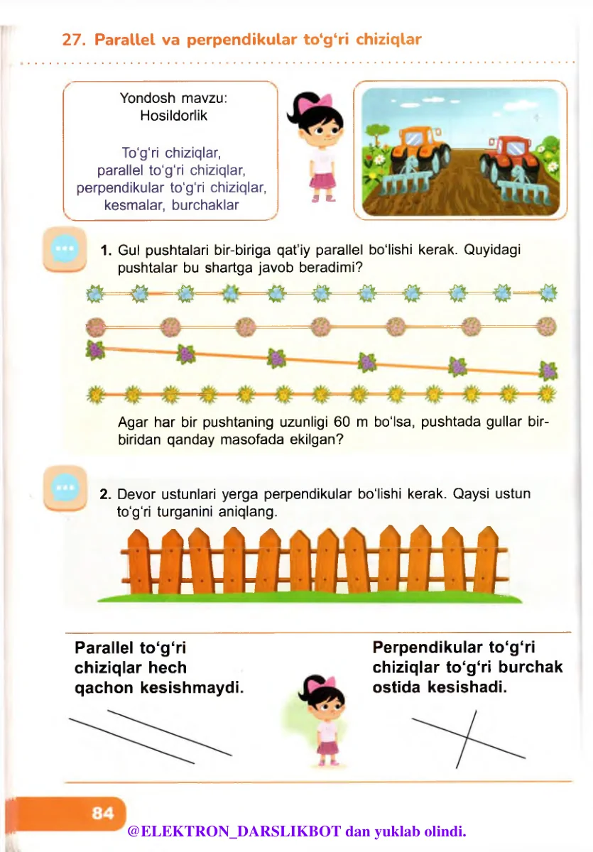 Parallel va perpendikular to‘g‘ri chiziqlar