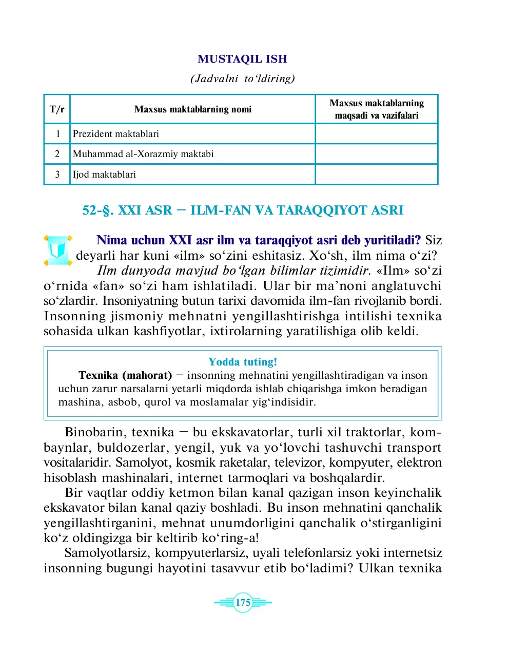 XXI asr – ilm-fan va taraqqiyot asri