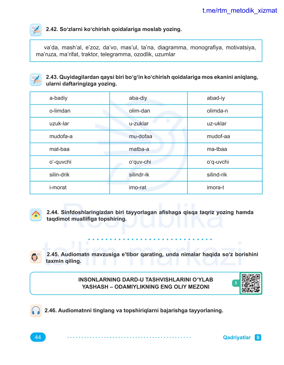 Qadriyatlar (8-dars)