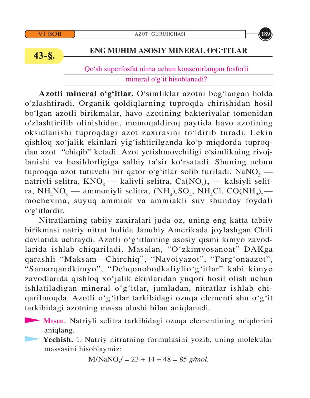 Eng muhim asosiy mineral o‘g‘itlar