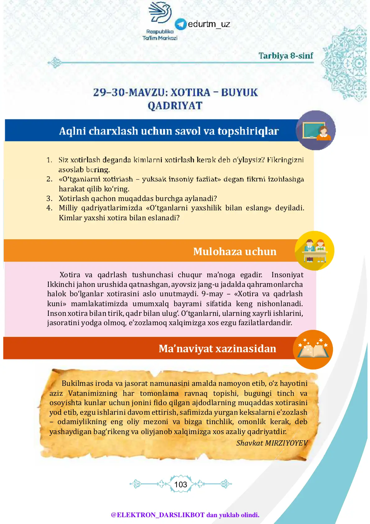 Xotira-buyuk qadriyat