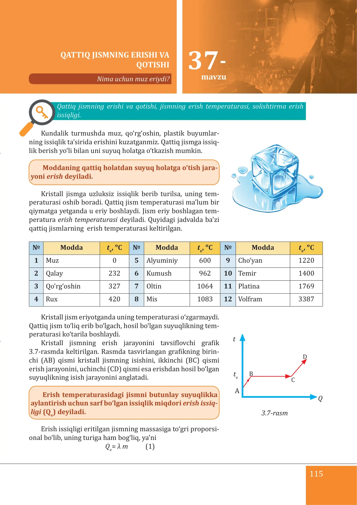 Qattiq jismning erishi va qotishi