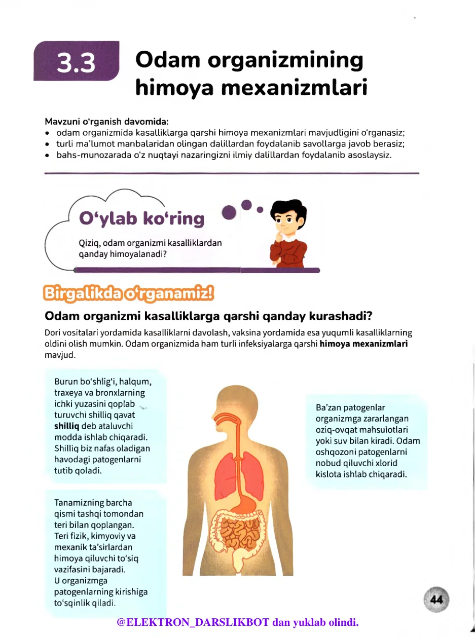 Odam organizminig himoya mexanizmi