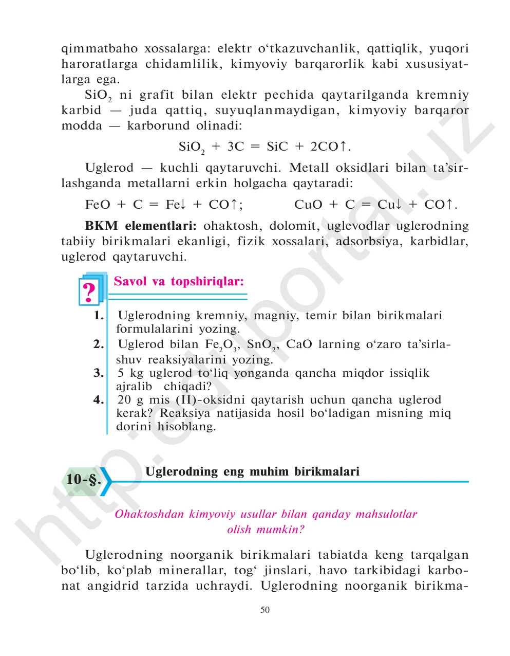 Uglerodning eng muhim birikmalari