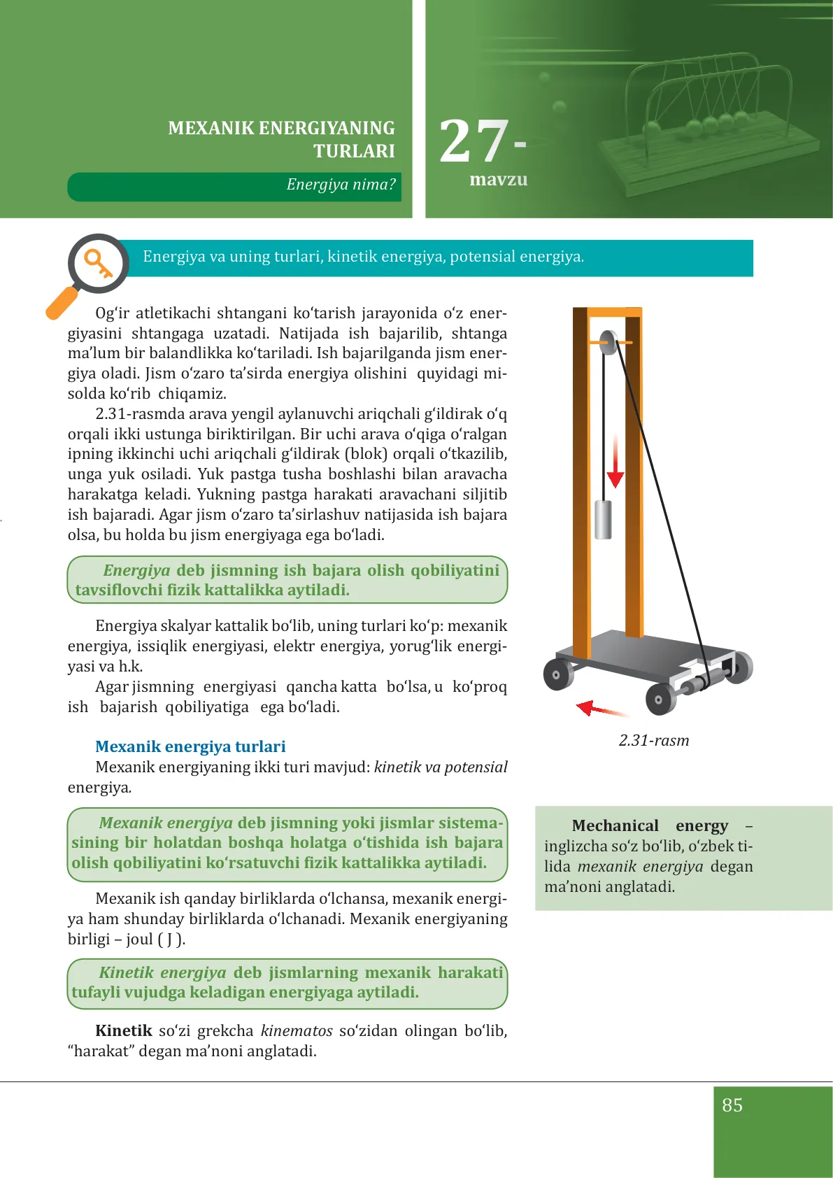 Mexanik energiyaning turlari