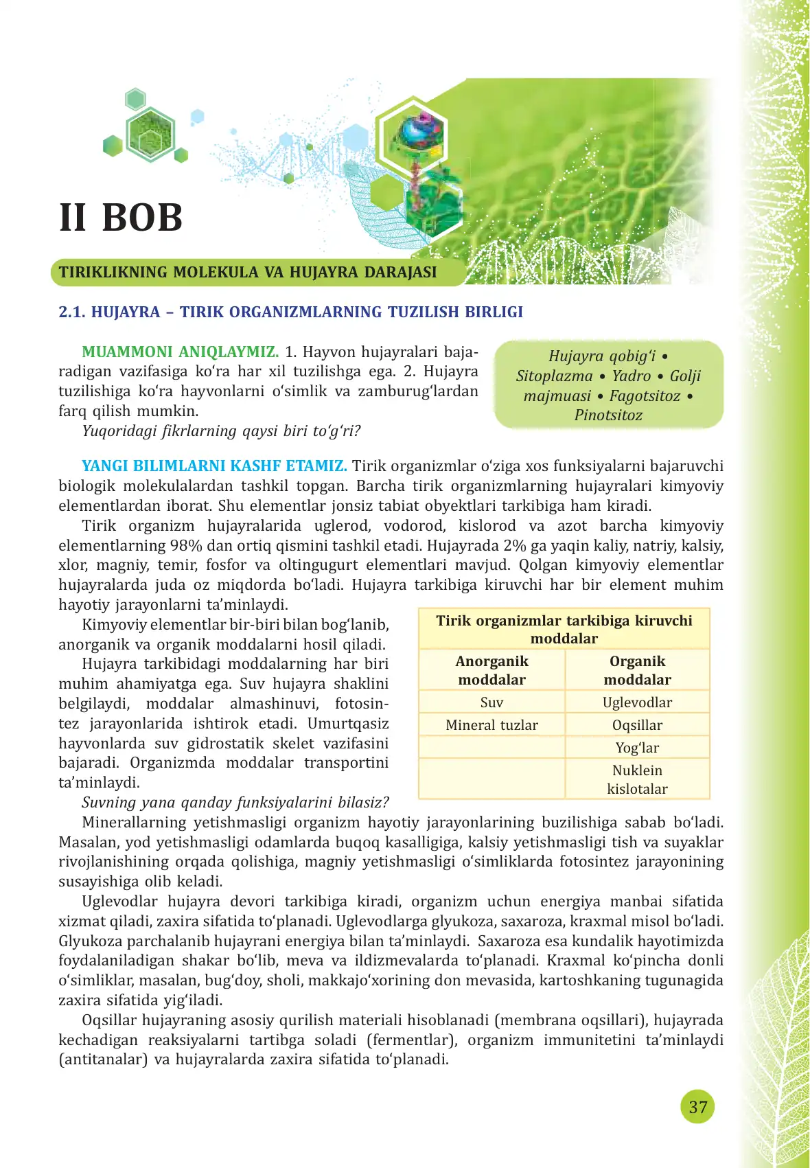 Hujayra-tirik organizmlarning tuzilish birligi