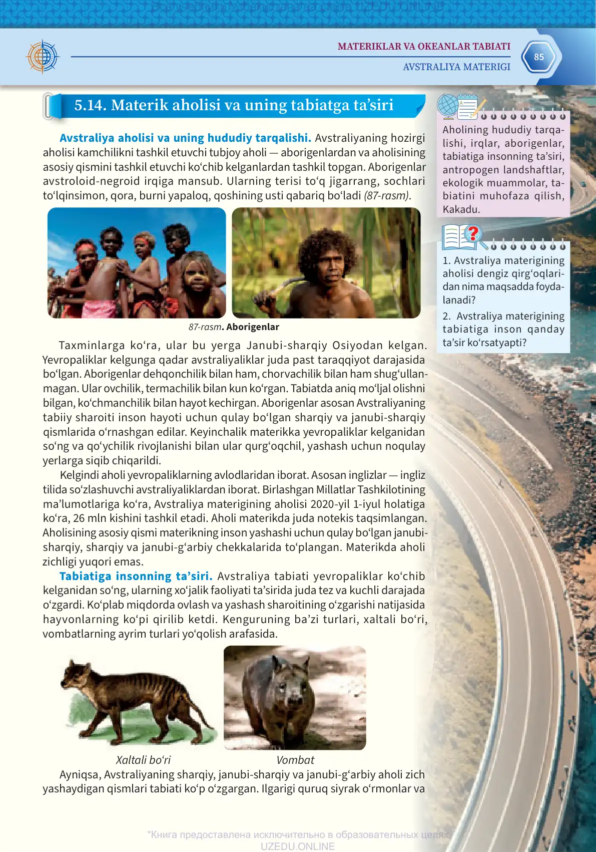 Avstraliya aholisi va uning tabiatga ta’siri