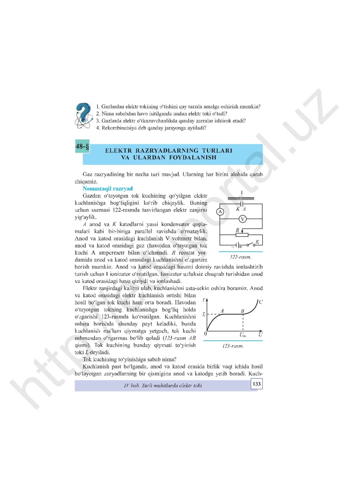 Elektr razryadlarining turlari va ulardan foydalanish