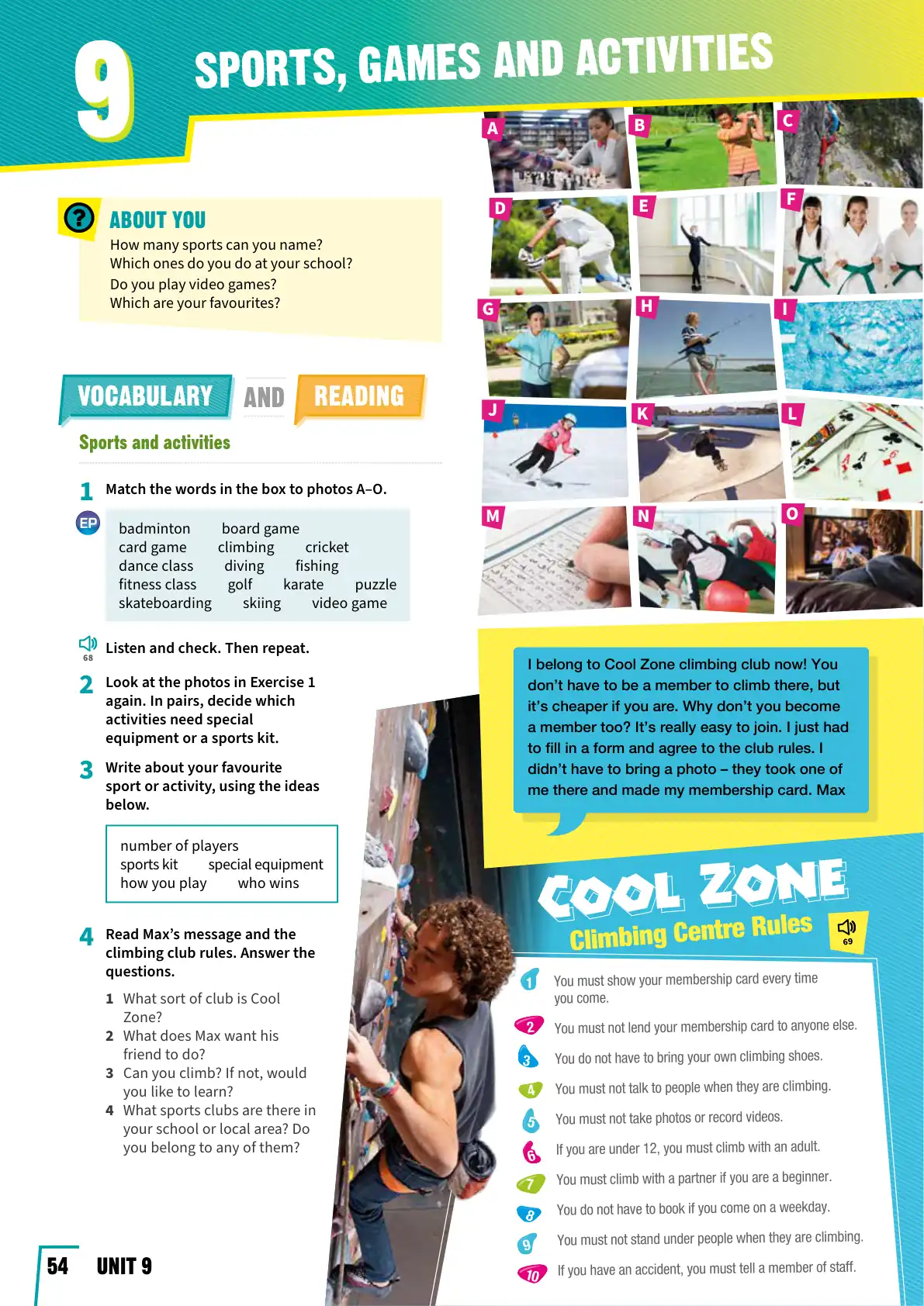 Sports, games and activities