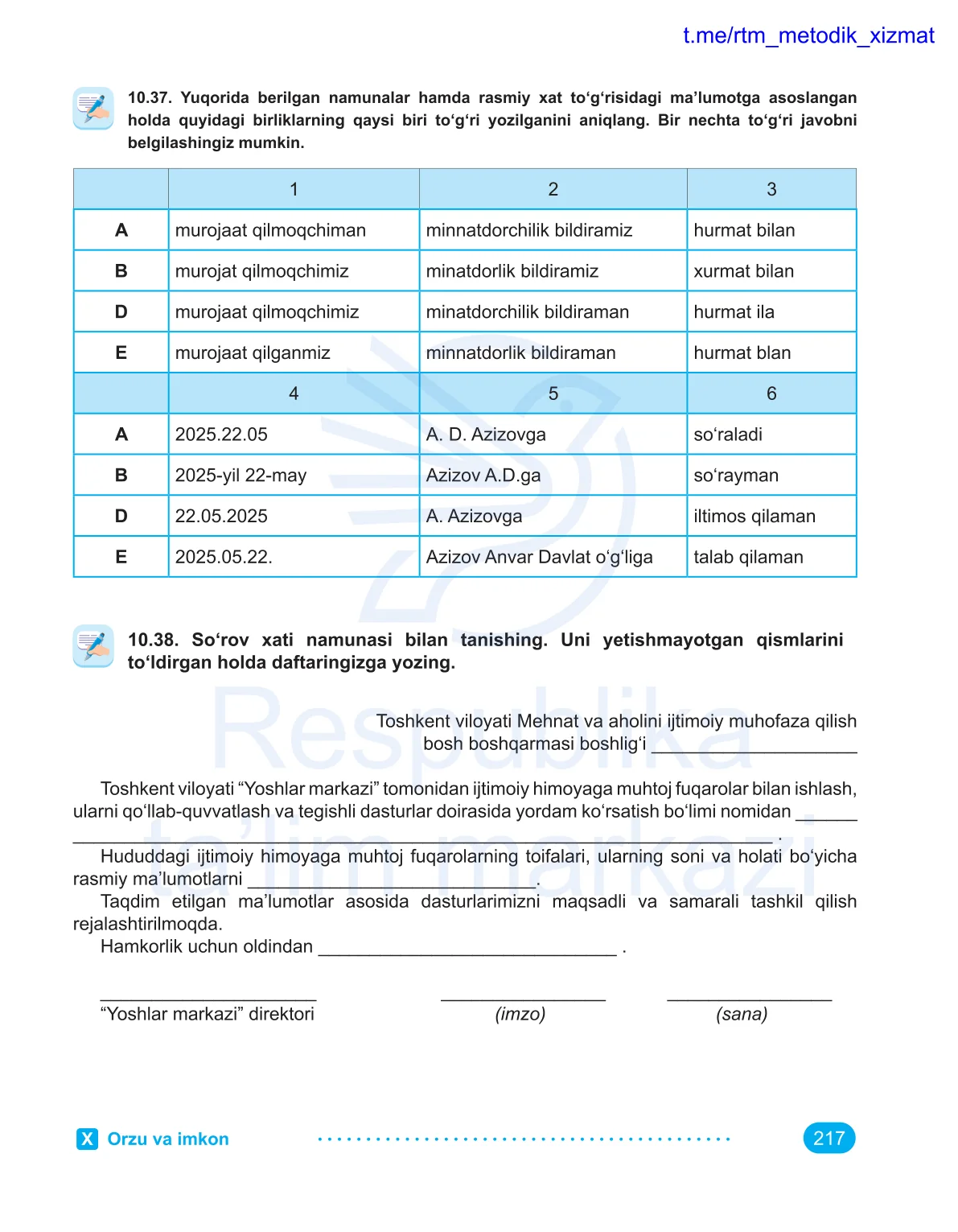 Orzu va imkon (8-dars)