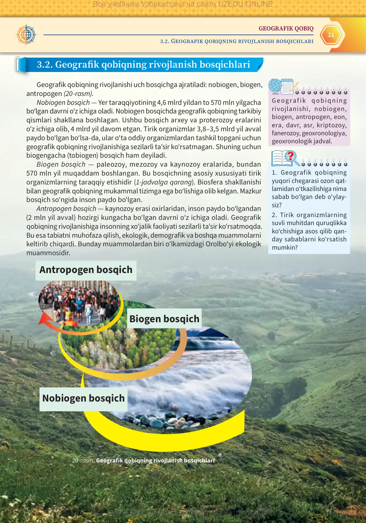 Geografik qobiqning rivojlanish bosqichlari