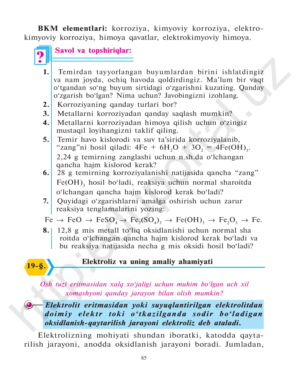 Elektroliz va uning amaliy ahamiyati