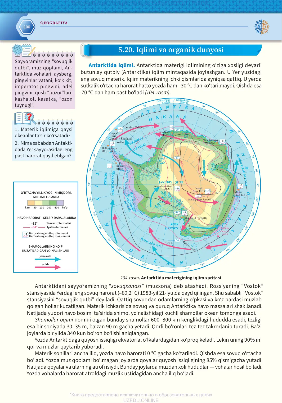 Antarktida iqlimi va organik dunyosi