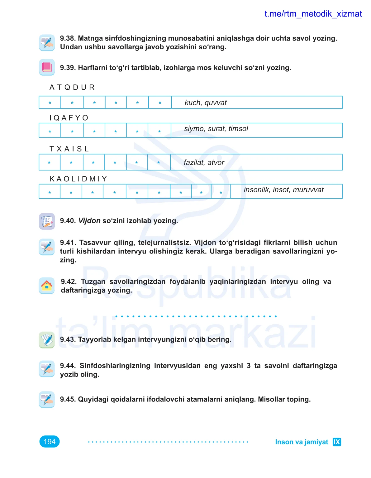 Inson va jamiyat (9-dars)