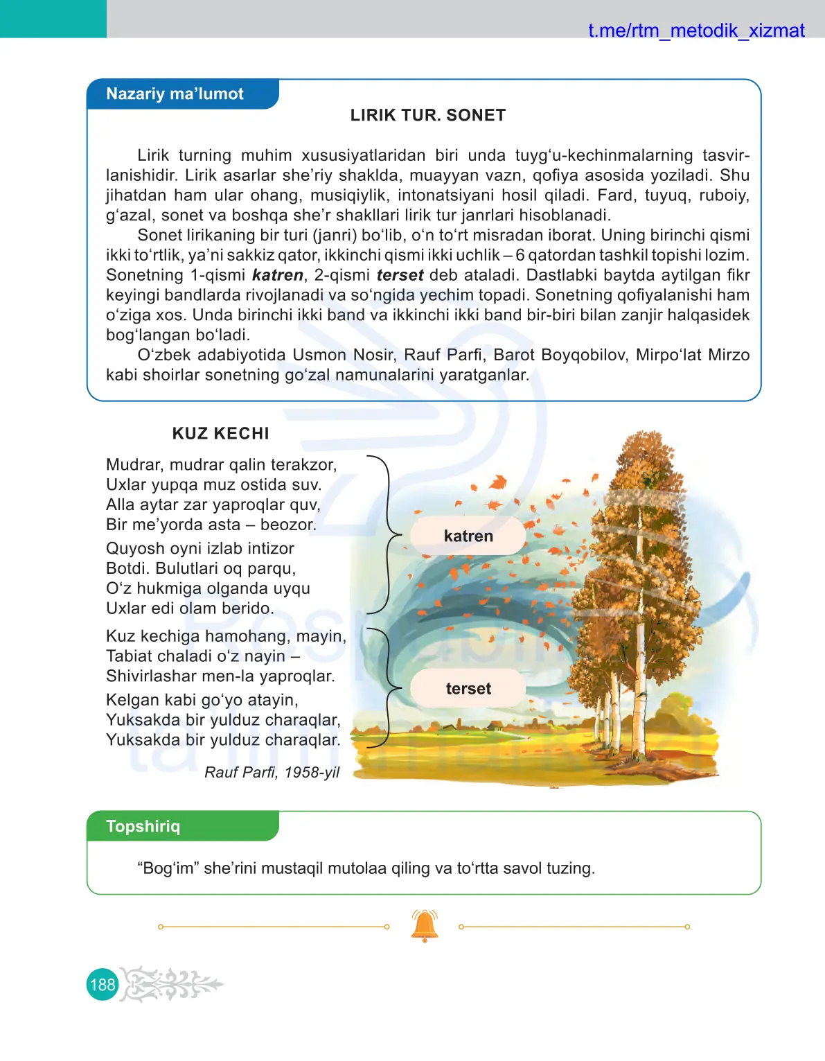 Nazariy malumot. Lirik tur. Sonet