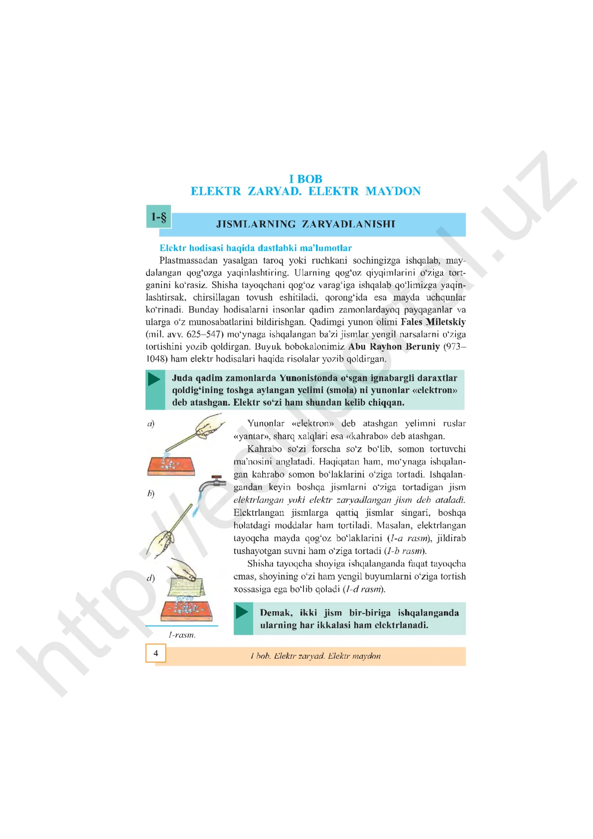 Jismlarning zaryadlanishi