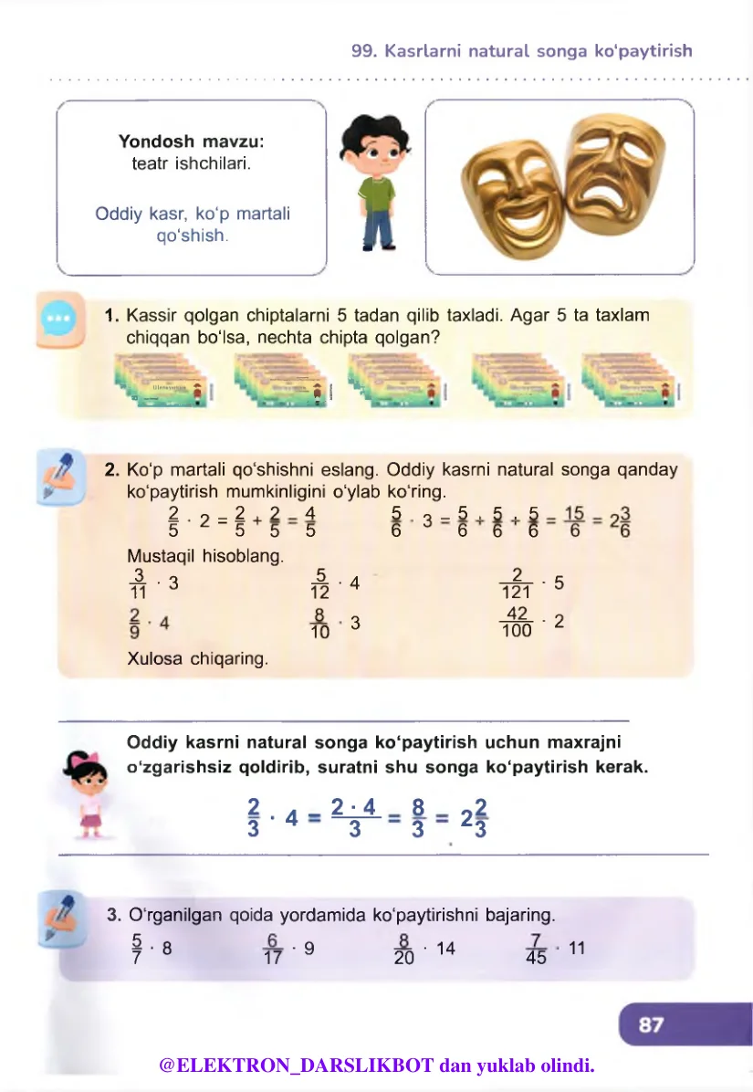 Kasrlarni natural songa ko‘paytirish