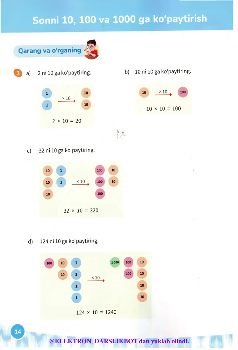 Sonni 10, 100 va 1000 ga ko‘paytirish