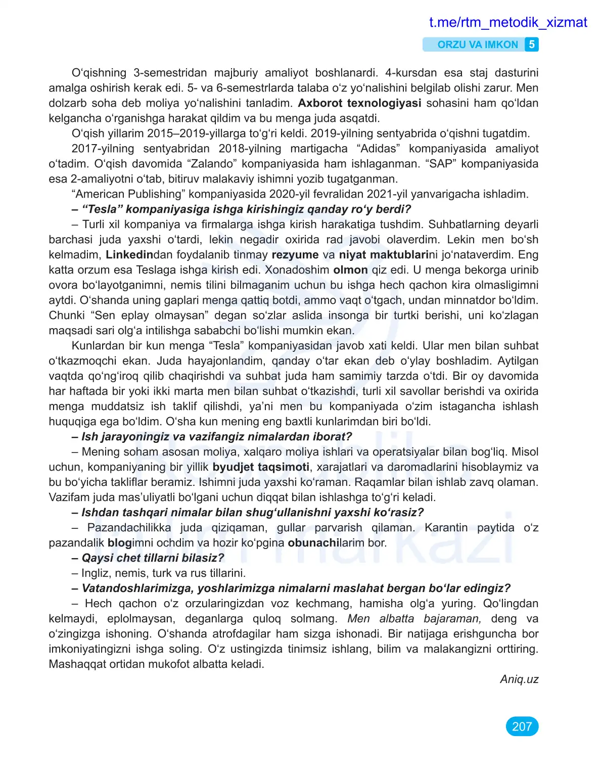 Orzu va imkon (5-dars)