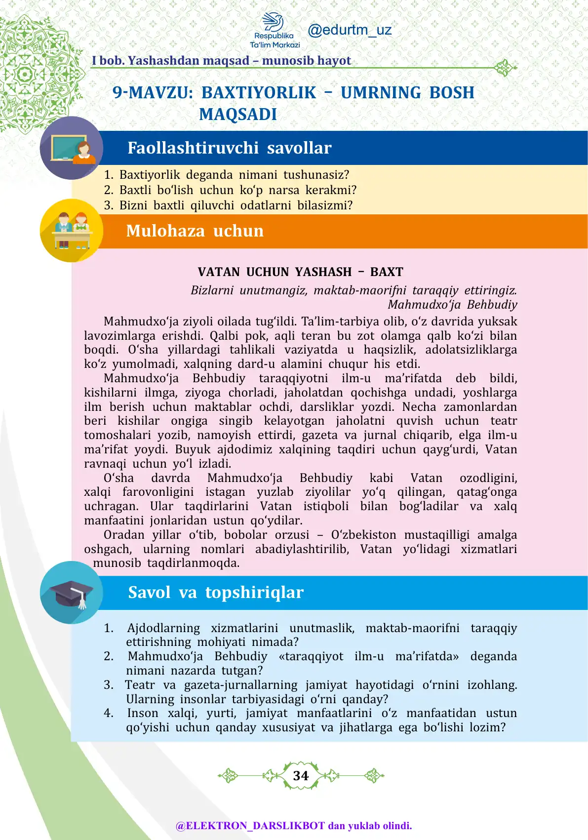 Baxtiyorlik-umrning bosh maqsadi