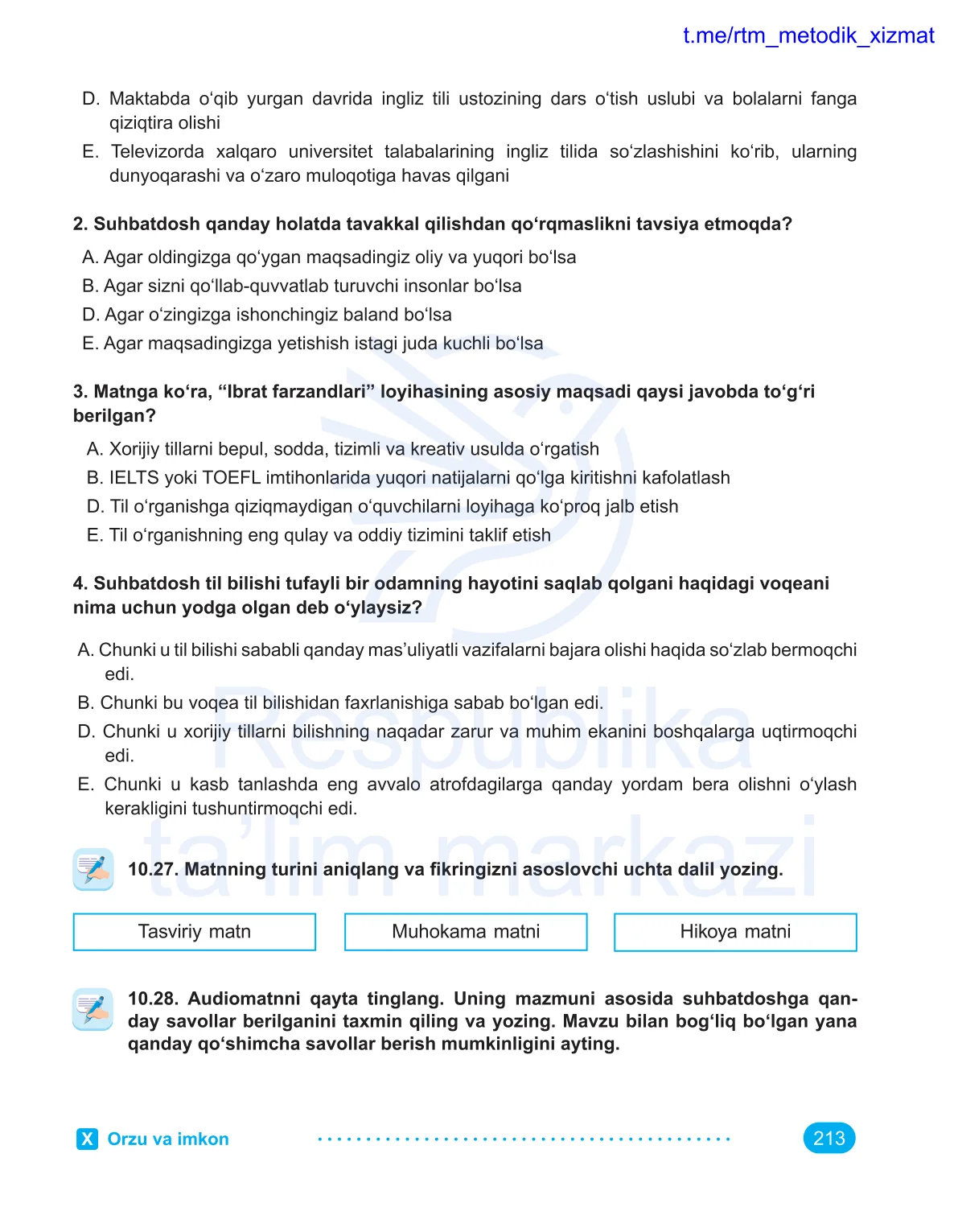 Orzu va imkon (6-dars)