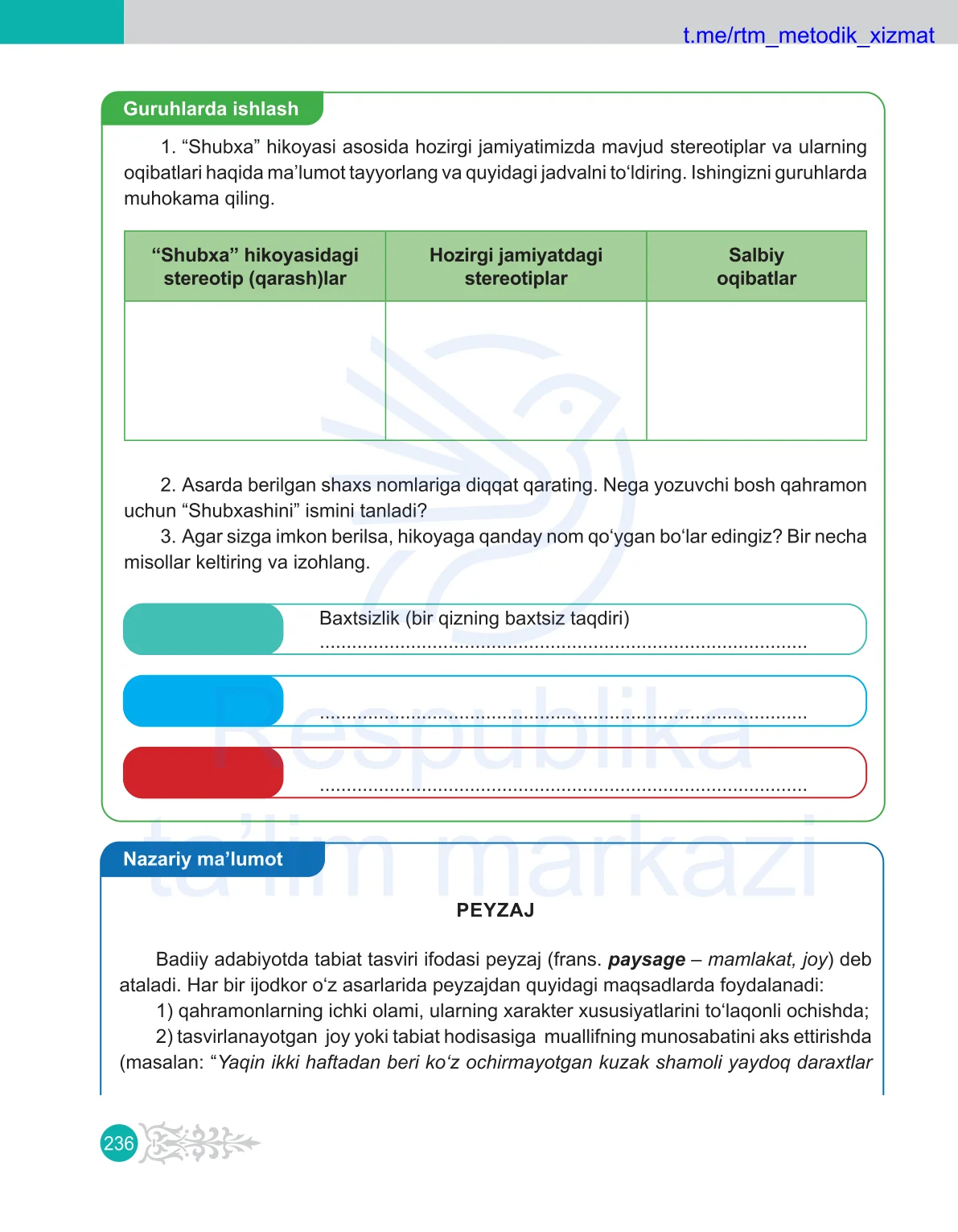 Nazariy malumot. Peyzaj