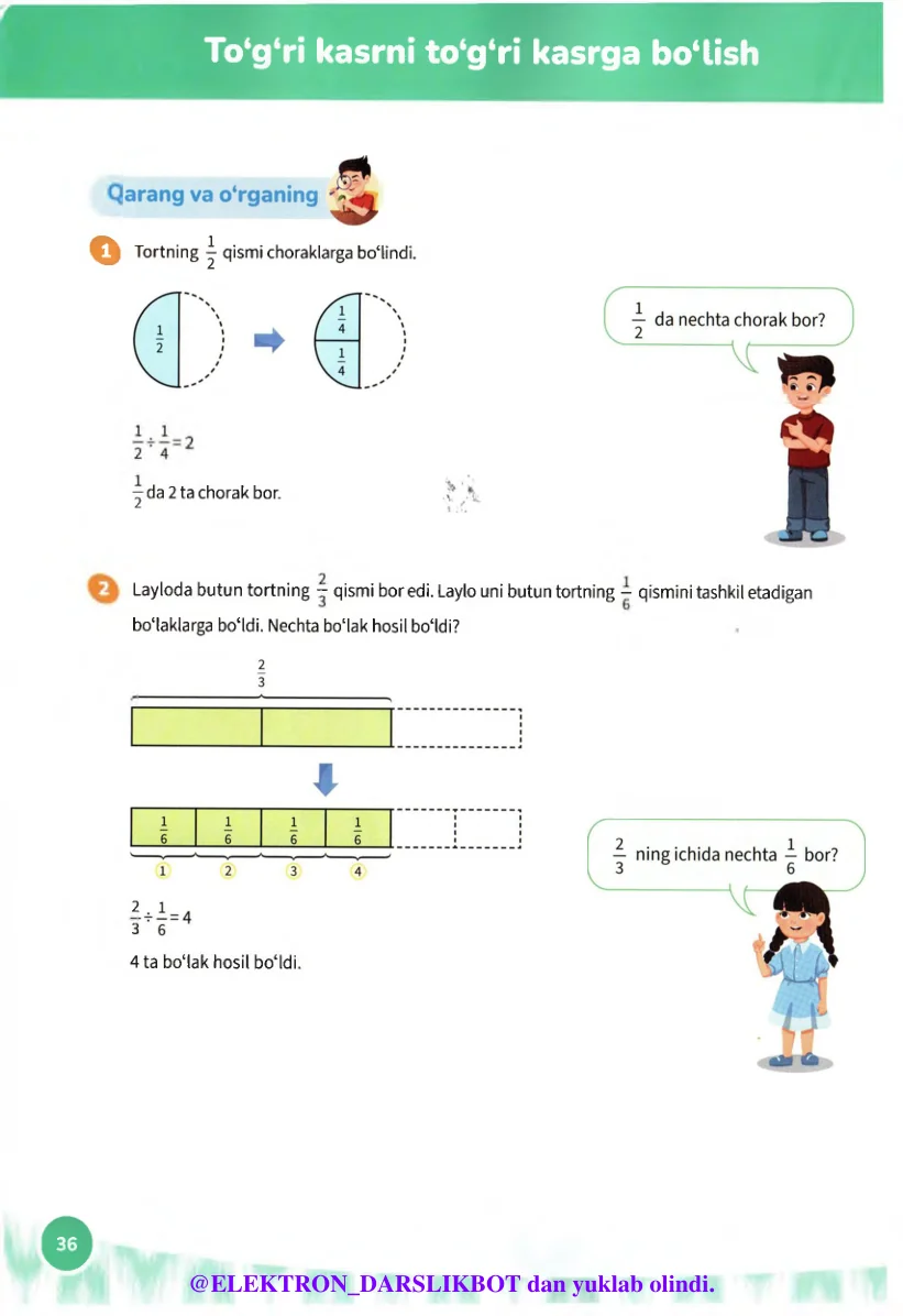 To‘g‘ri kasrni to‘g‘ri kasrga bo‘lish