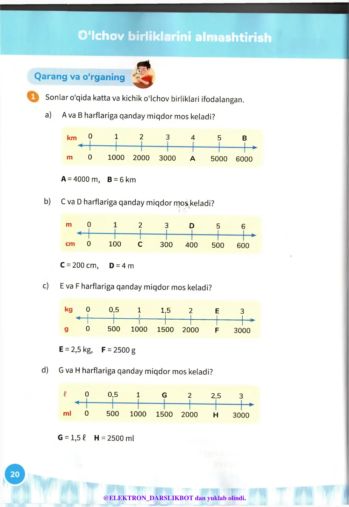 O‘lchov birliklarini almashtirish