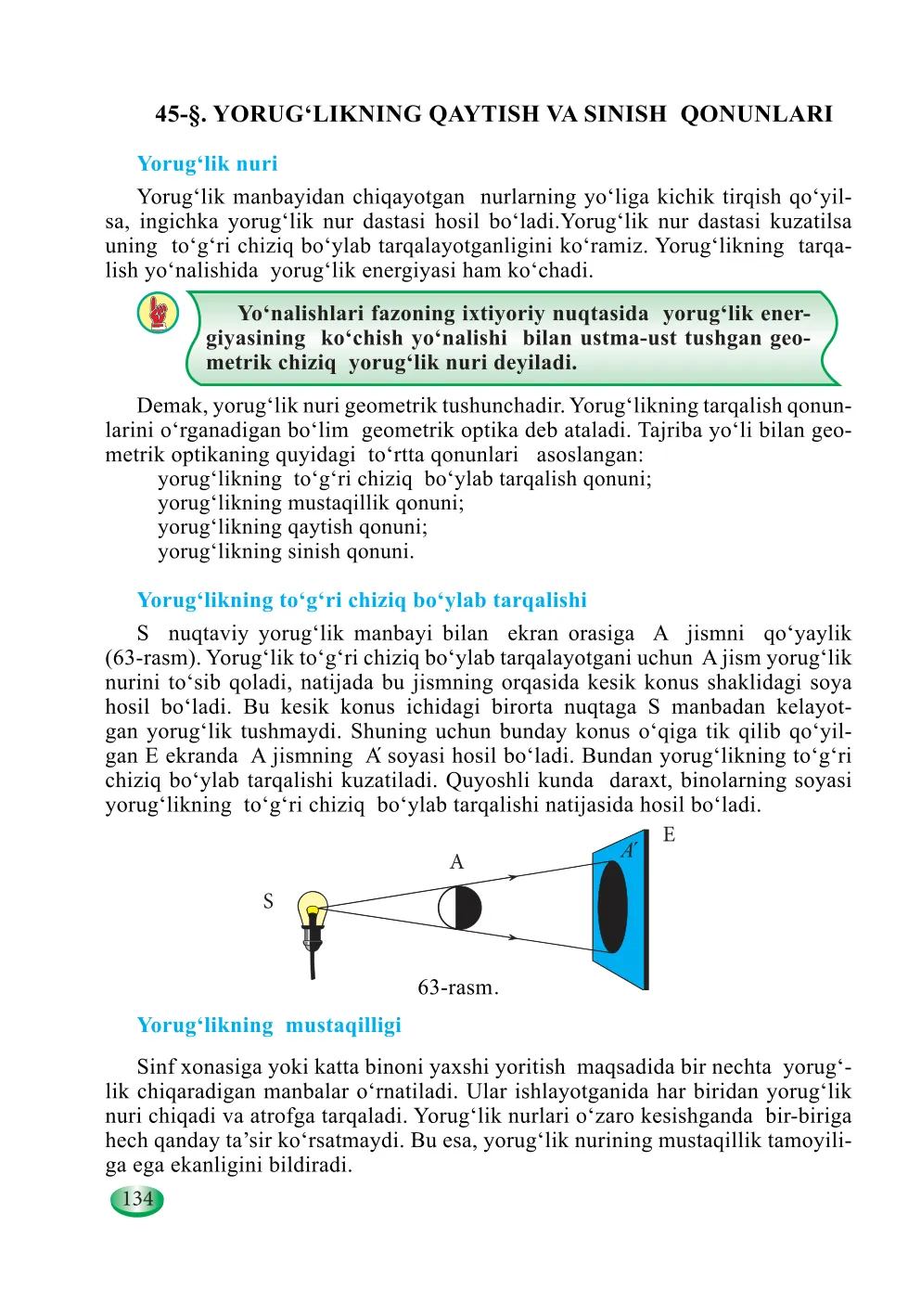 Yorug‘likning qaytish va sinish qonunlari