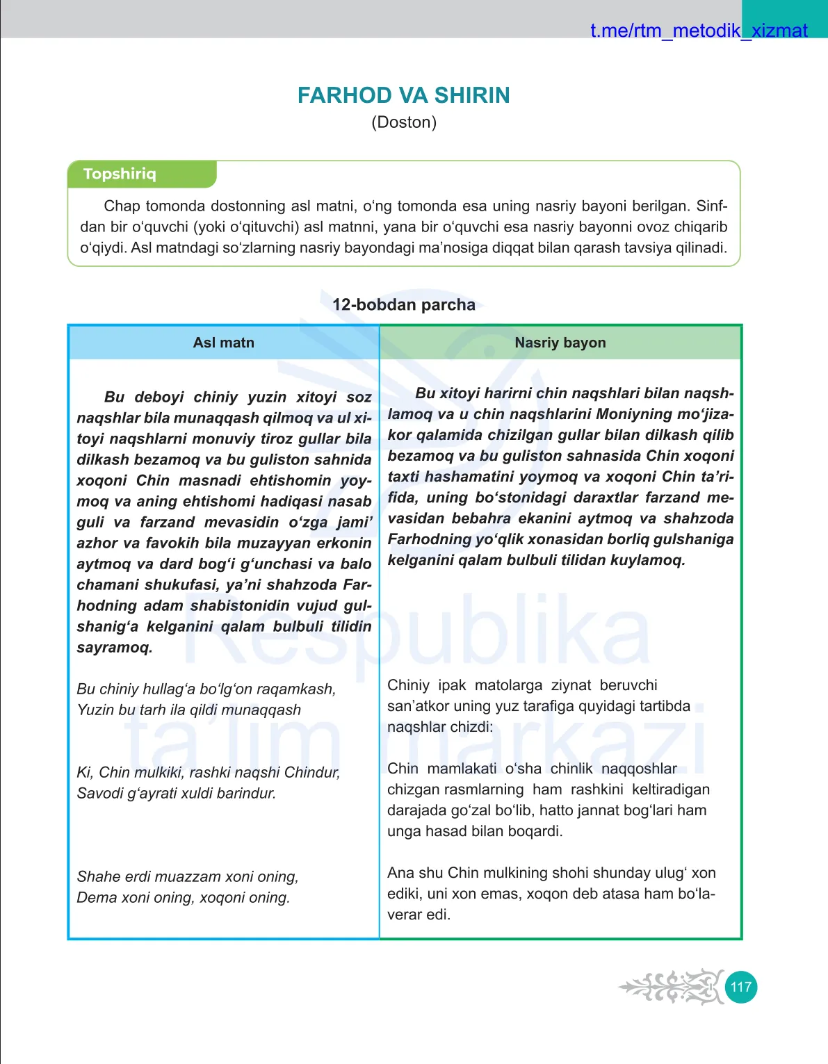 Nazariy ma’lumot. farhod va shirin dostonida tasavvufiy timsollar va ularning ramziy ifodasi