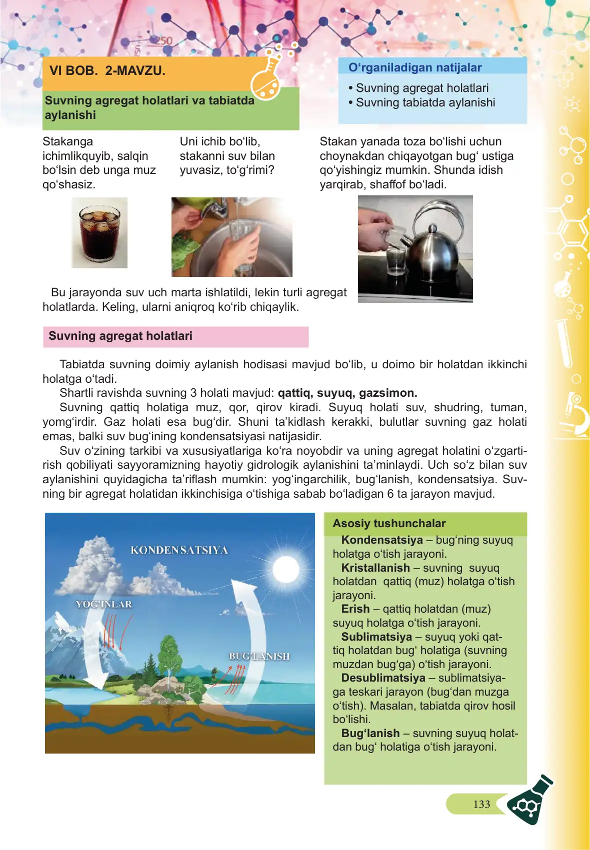 Suvning agregat holatlari va tabiatda aylanishi