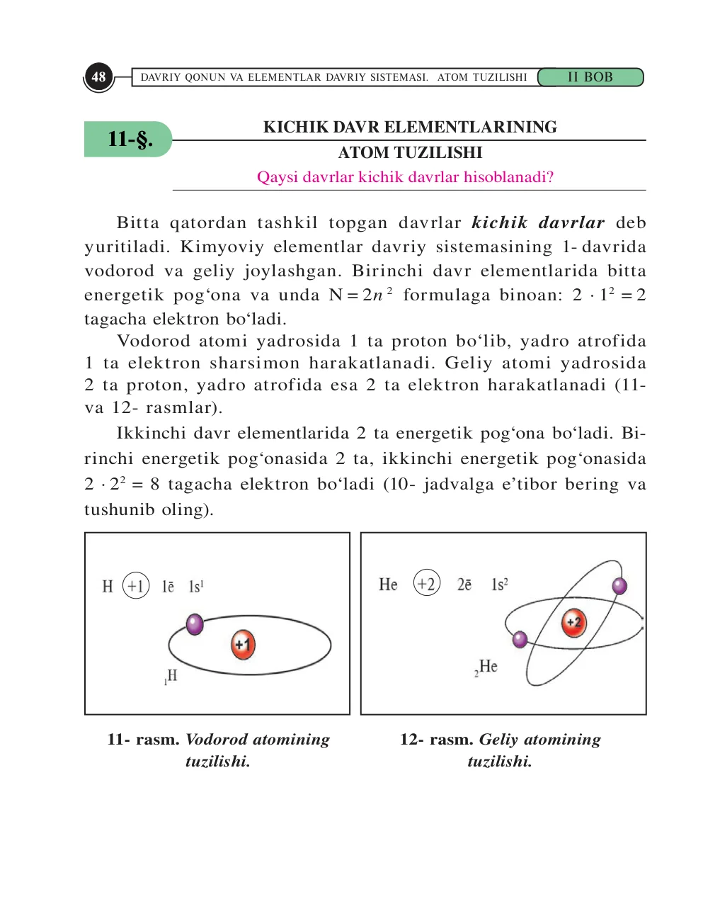 Kichik davr elementlarining atom tuzilishi