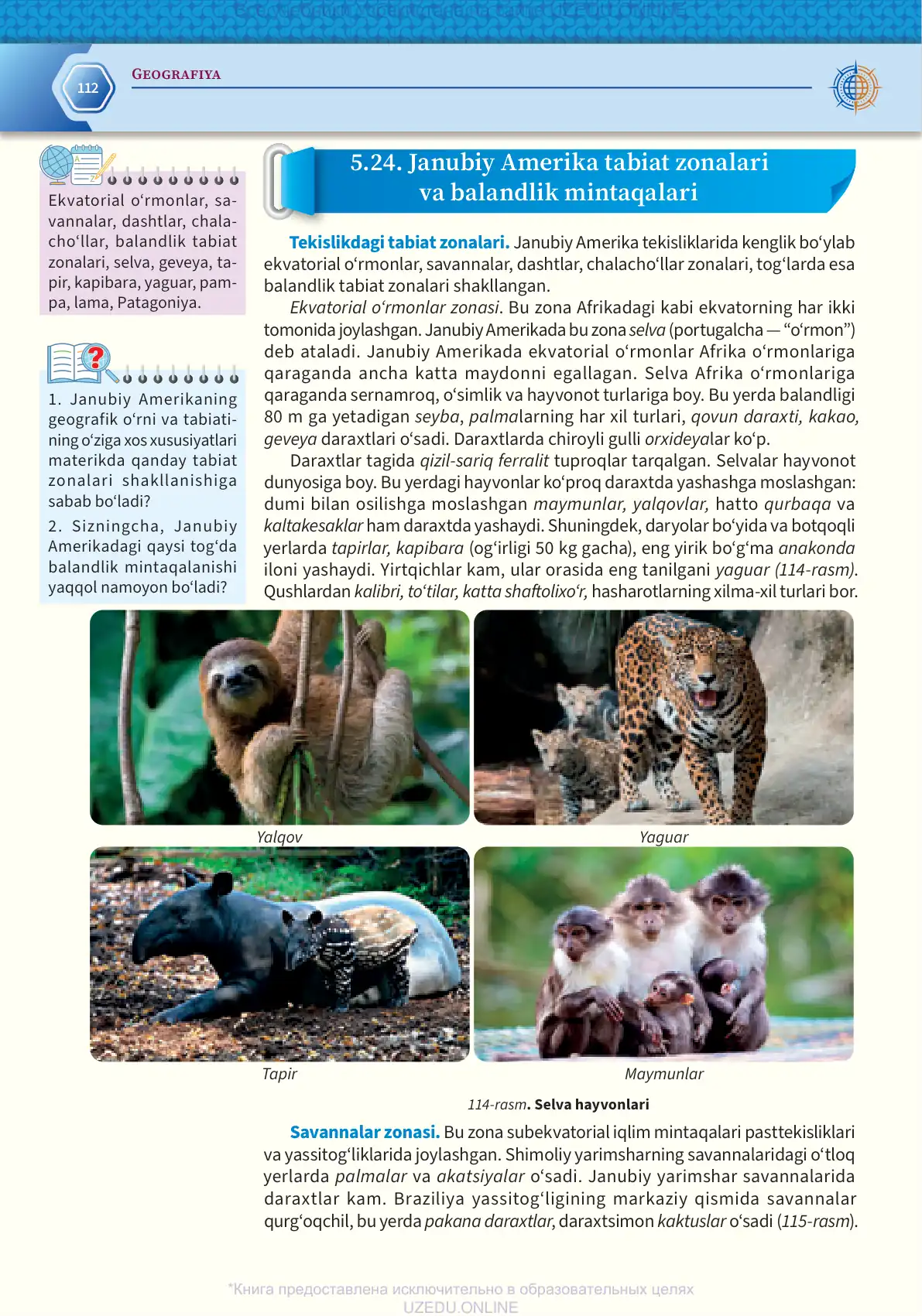 Janubiy Amerika tabiat zonalari va balandlik mintaqalari