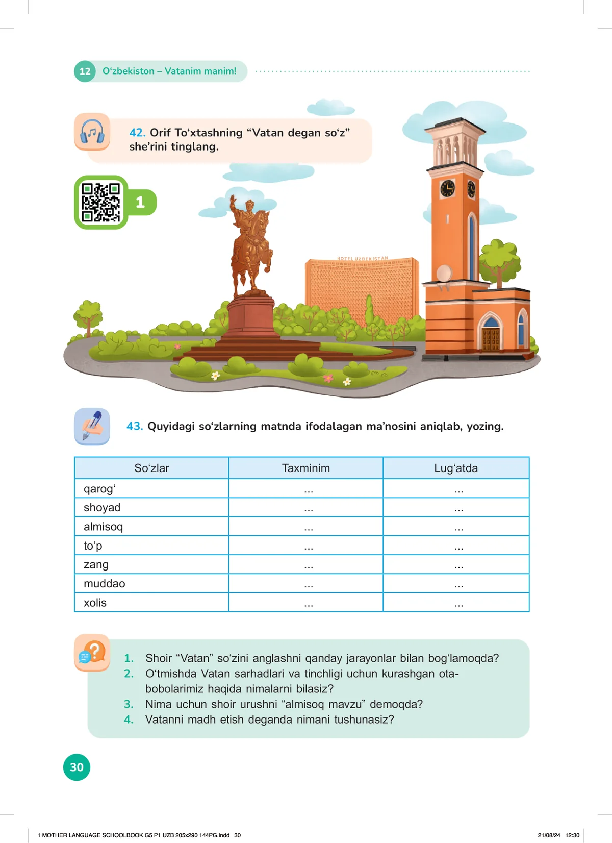 O‘zbekiston – vatanim manim (12-dars)
