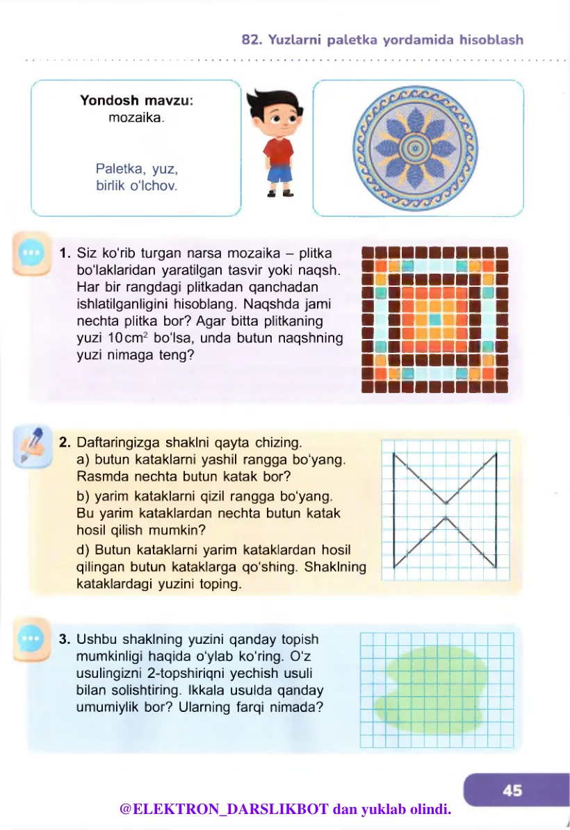 Yuzlarni paletka yordamida hisoblash