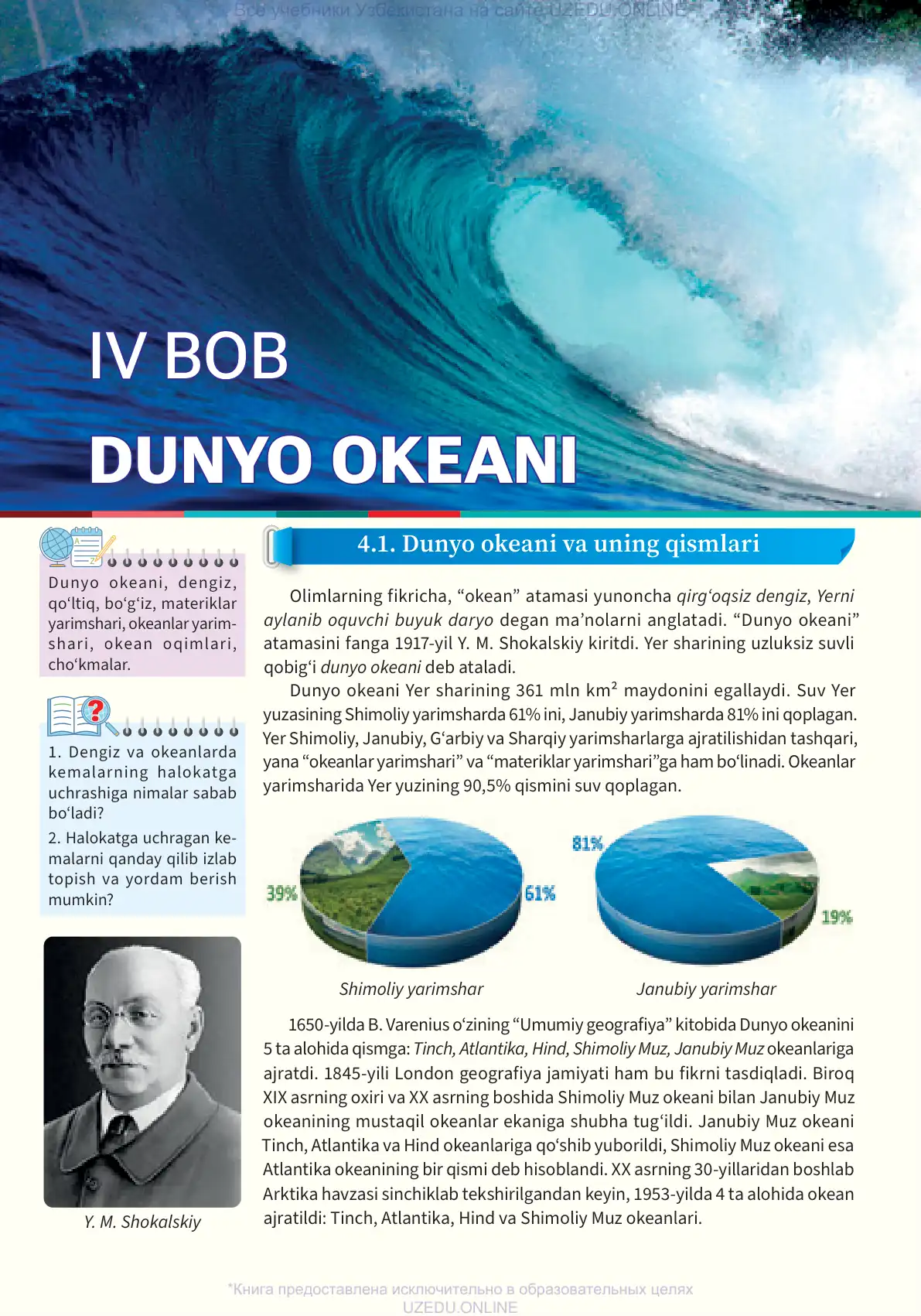 Dunyo okeani va uning qismlari