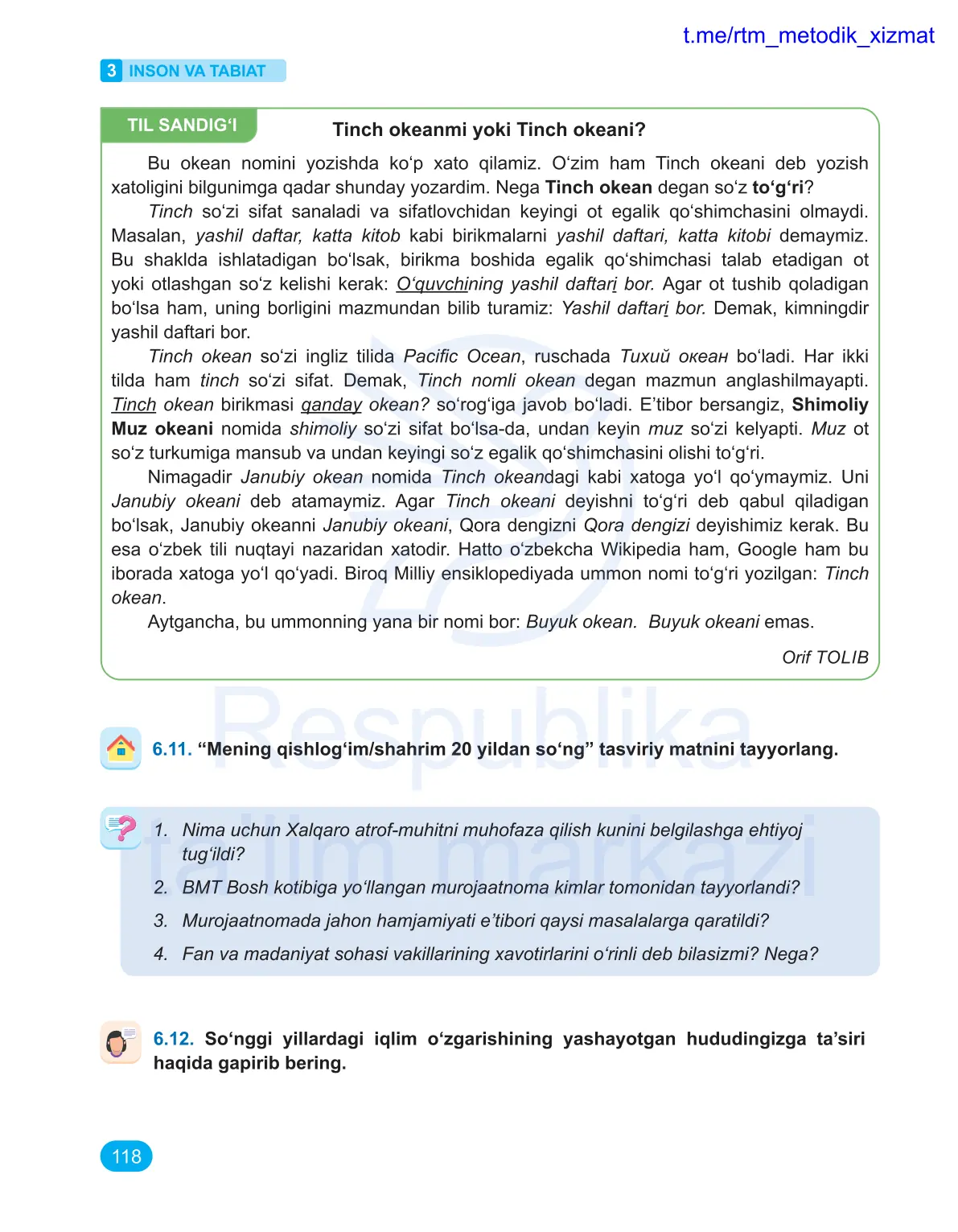 Inson va tabiat (3-dars)