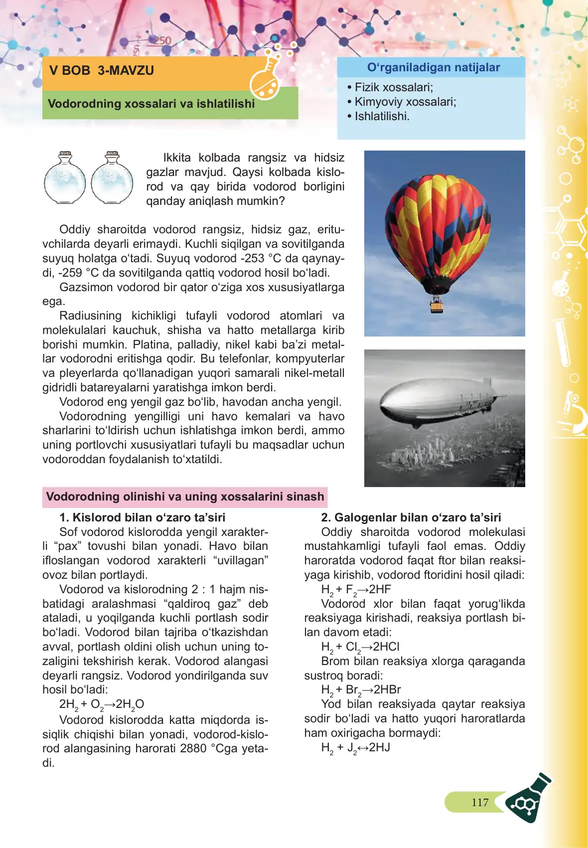 Vodorodning xossalari va ishlatilishi