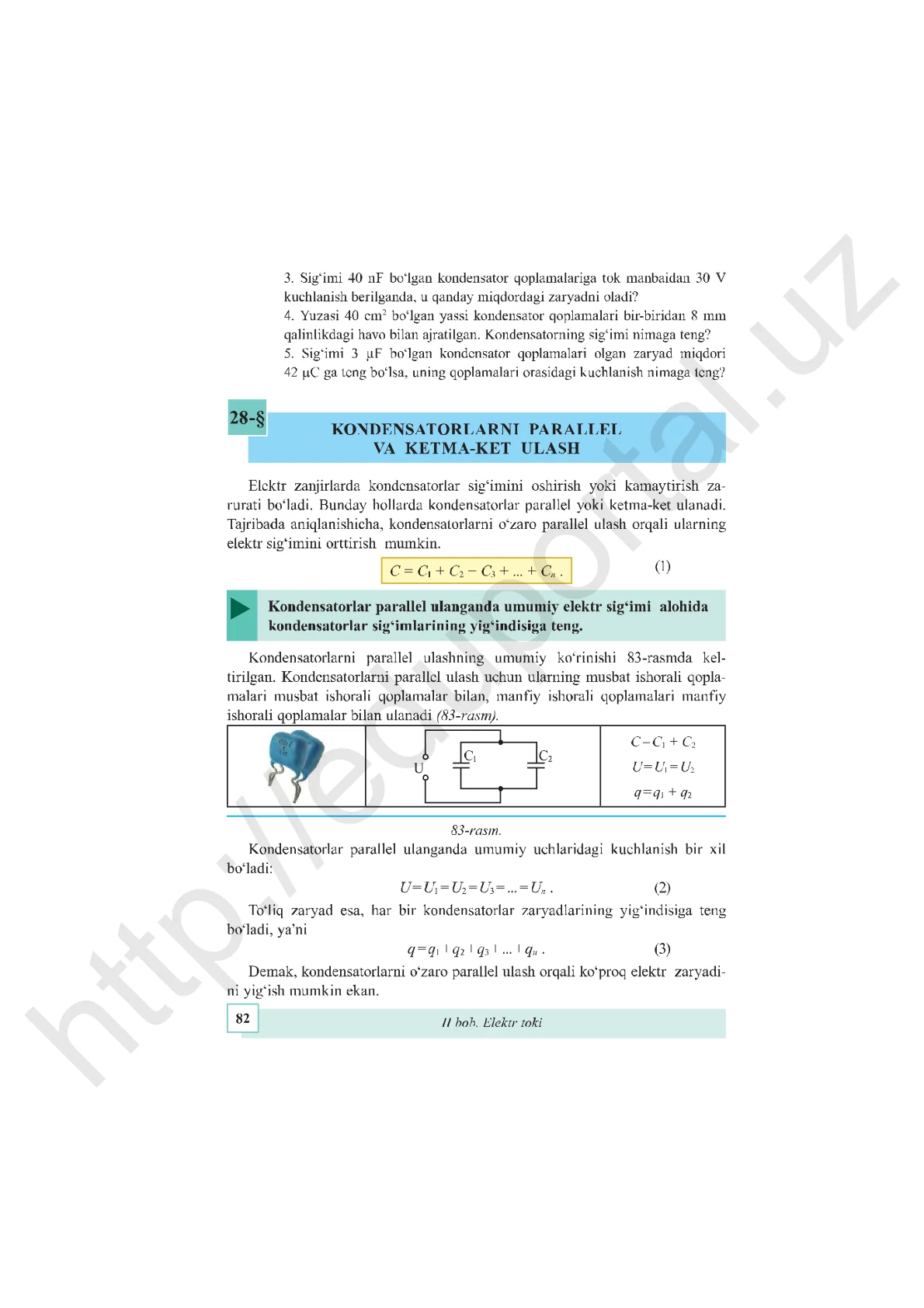 Kondensatorlarni parallel va ketma-ket ulash