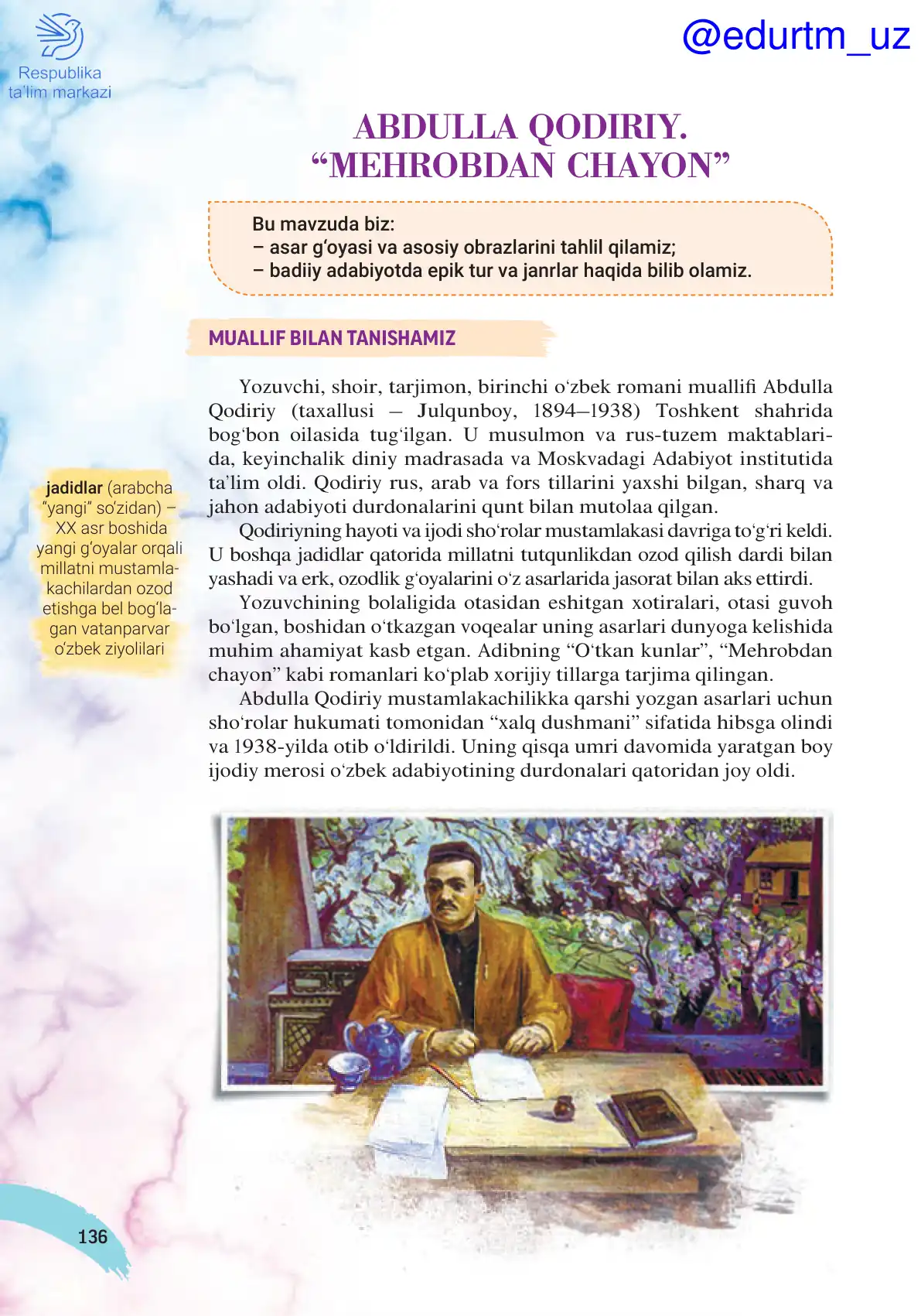 Abdulla qodiriy. Mehrobdan chayon