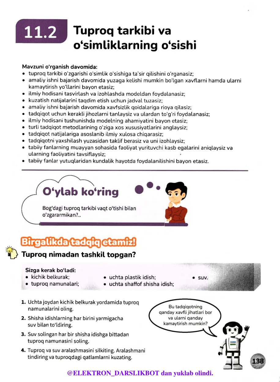 Tuproq tarkibi va o'simliklarning o'sishi