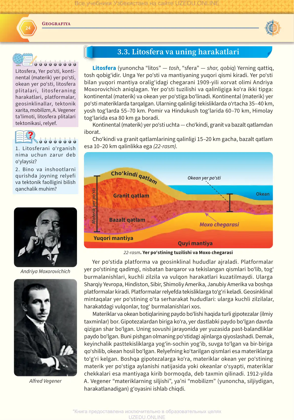 Litosfera va uning harakatlari