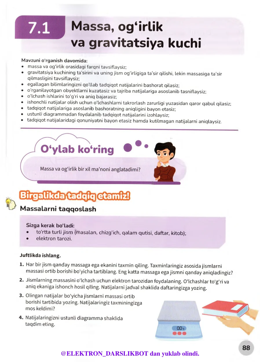 Massa,og'irlik va gravitatsiya kuchi