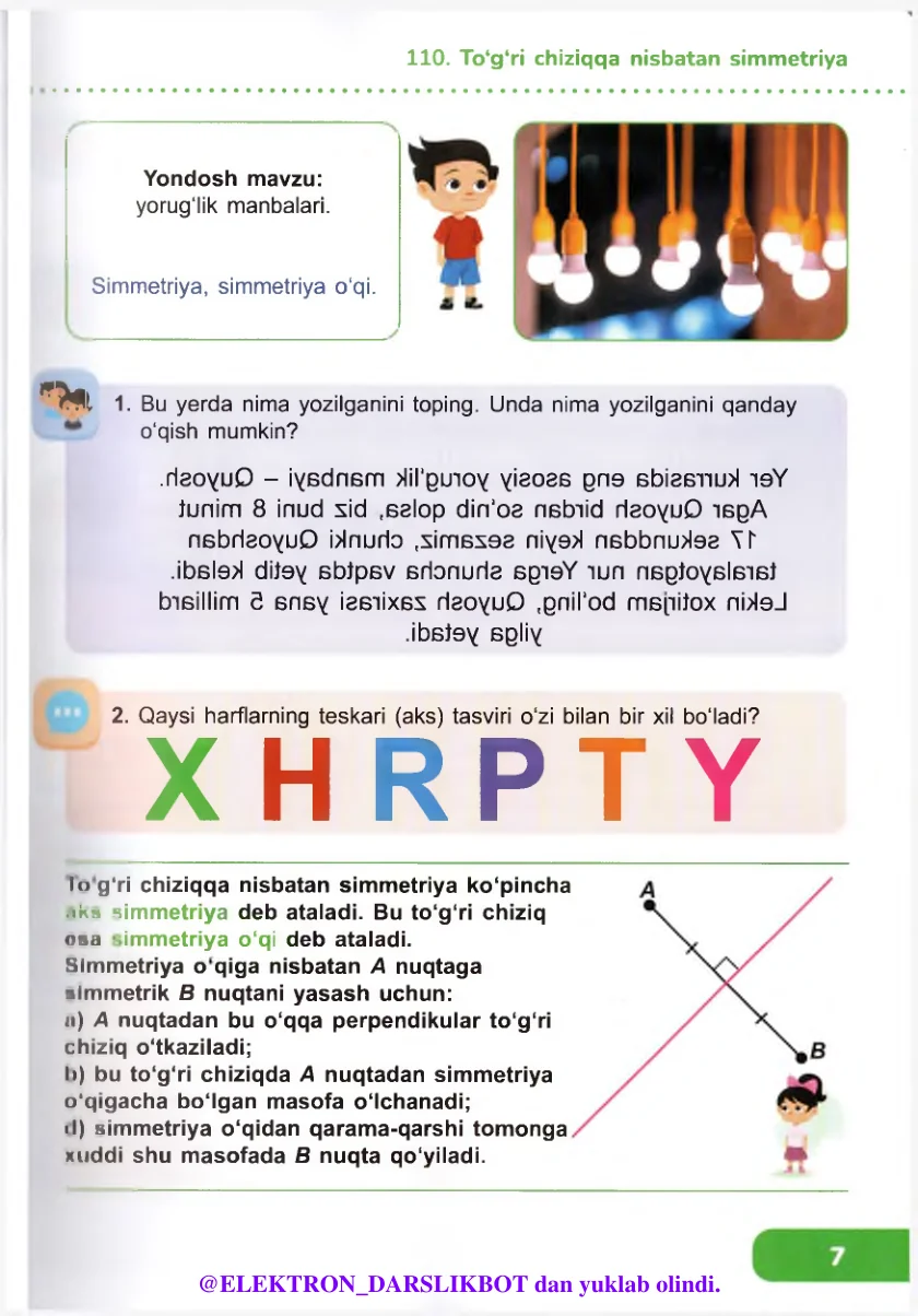 To‘g‘ri chiziqqa nisbatan simmetriya