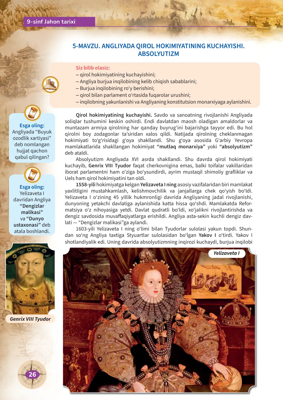 Angliyada qirol hokimiyatining kuchayishi. absolyutizm