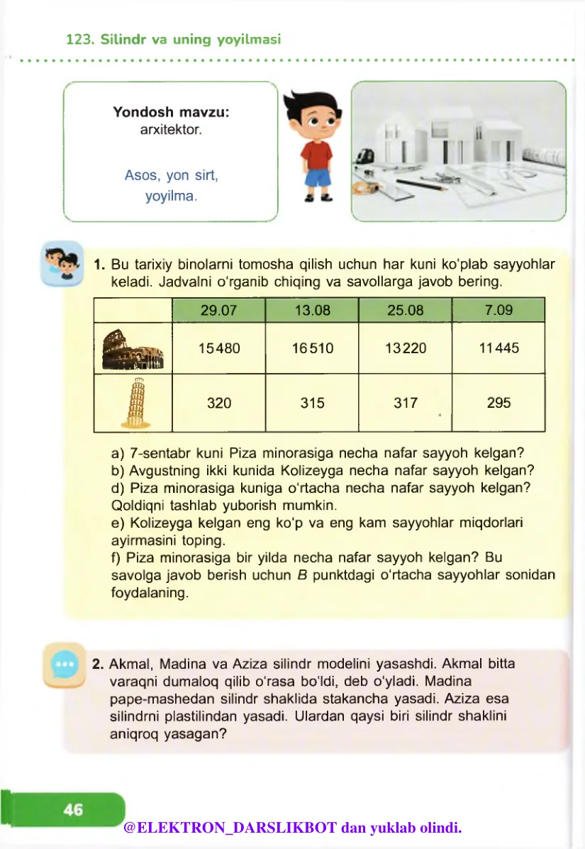 Silindr va uning yoyilmasi