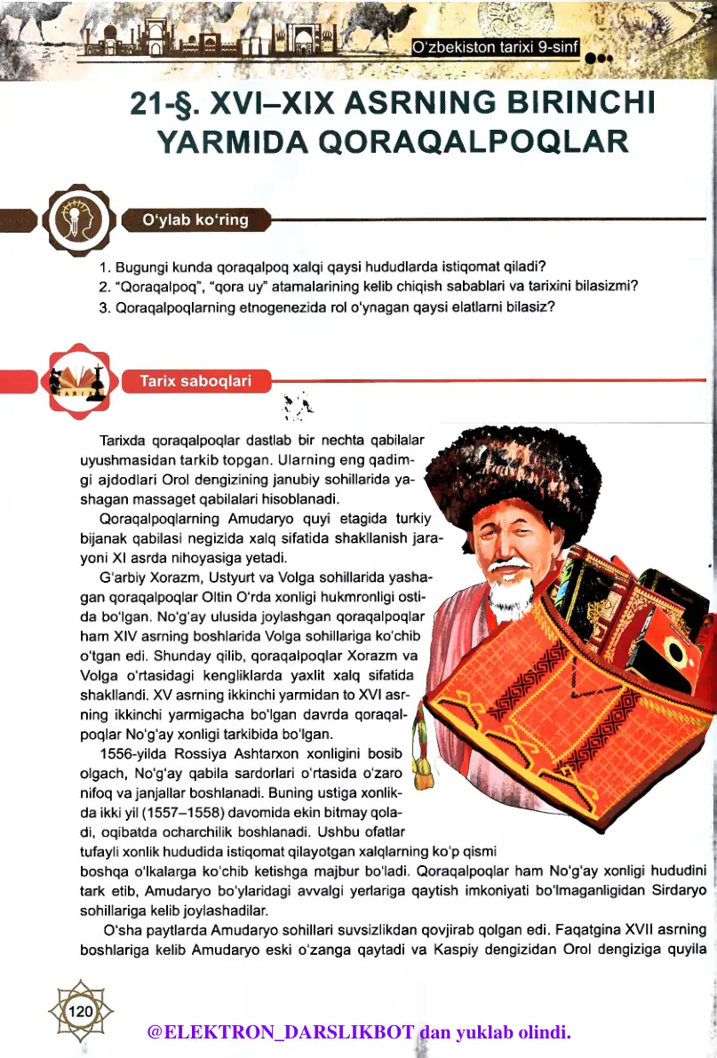 XVI–XIX asrning birinchi yarmida qoraqalpoqlar