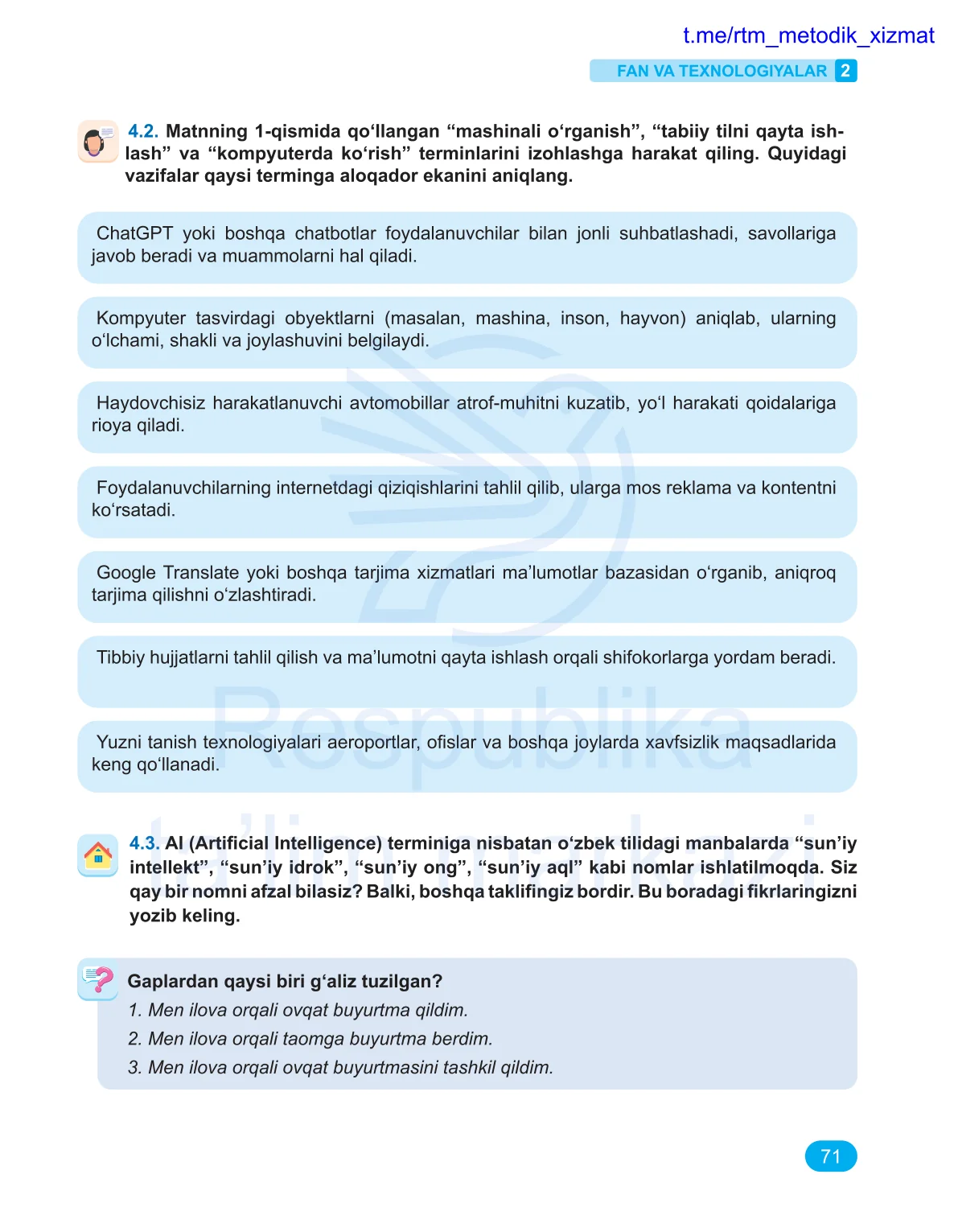 Fan va texnologiyalar (2-dars)